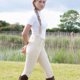 Delta Ladies Full Seat Gel Competition Riding Breeches - White