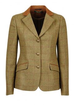 Dublin Albany Tweed Ladies Suede Collar Tailored Jacket - Brown