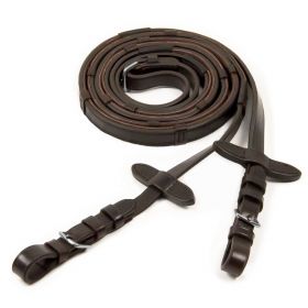 Schockemohle Rubber Bridle Reins with Buckle Brown - Silver