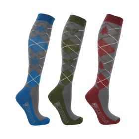 Hy Equestrian Christmas Argyle Socks (Pack of 3) - HY