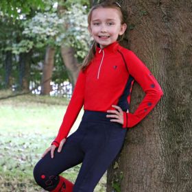 Hy Equestrian DynaMizs Ecliptic Riding Tights - Navy Red -  HY