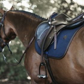 Kentucky Colour Edition Leather Jumping Saddle Pad - Navy - Kentucky Horsewear