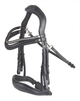 GFS Premier Range Avail Double Bridle with Patent Piping Noseband  Black
