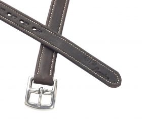 GFS Premier Stirrup Leathers with Contrast Stitching Brown - Cream