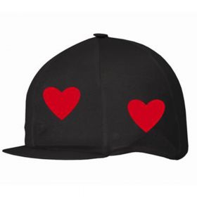 Capz Lycra Skull Cap Cover - Hearts Black - Red Hearts
