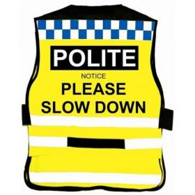 Equisafety Polite Waistcoat Please Slow Down