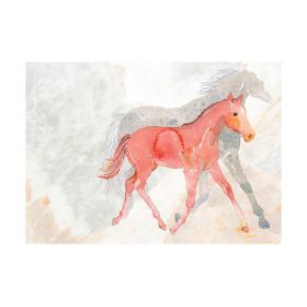 Deckled Edge A4 Watercolour Mare and Foal Art Print