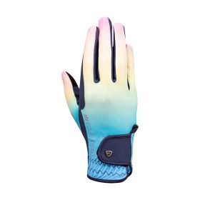 Hy Equestrian Ombre Riding Gloves - Navy/Pastel Rainbow -  HY