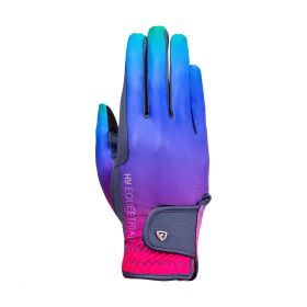 Hy Equestrian Ombre Riding Gloves - Navy/Vibrant Rainbow -  HY