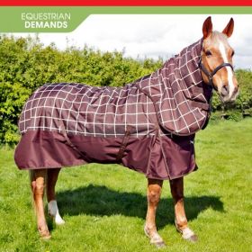 John Whitaker Chiserley 200g Checked Turnout Rug with hood Brown